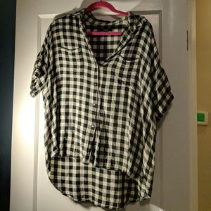 Madewell high-low dolman buffalo check blouse